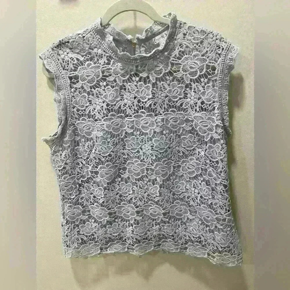 Nanette Lepore Tops - Nanette Lepore Mock Neck Lace Top in Violet/blue Size XL